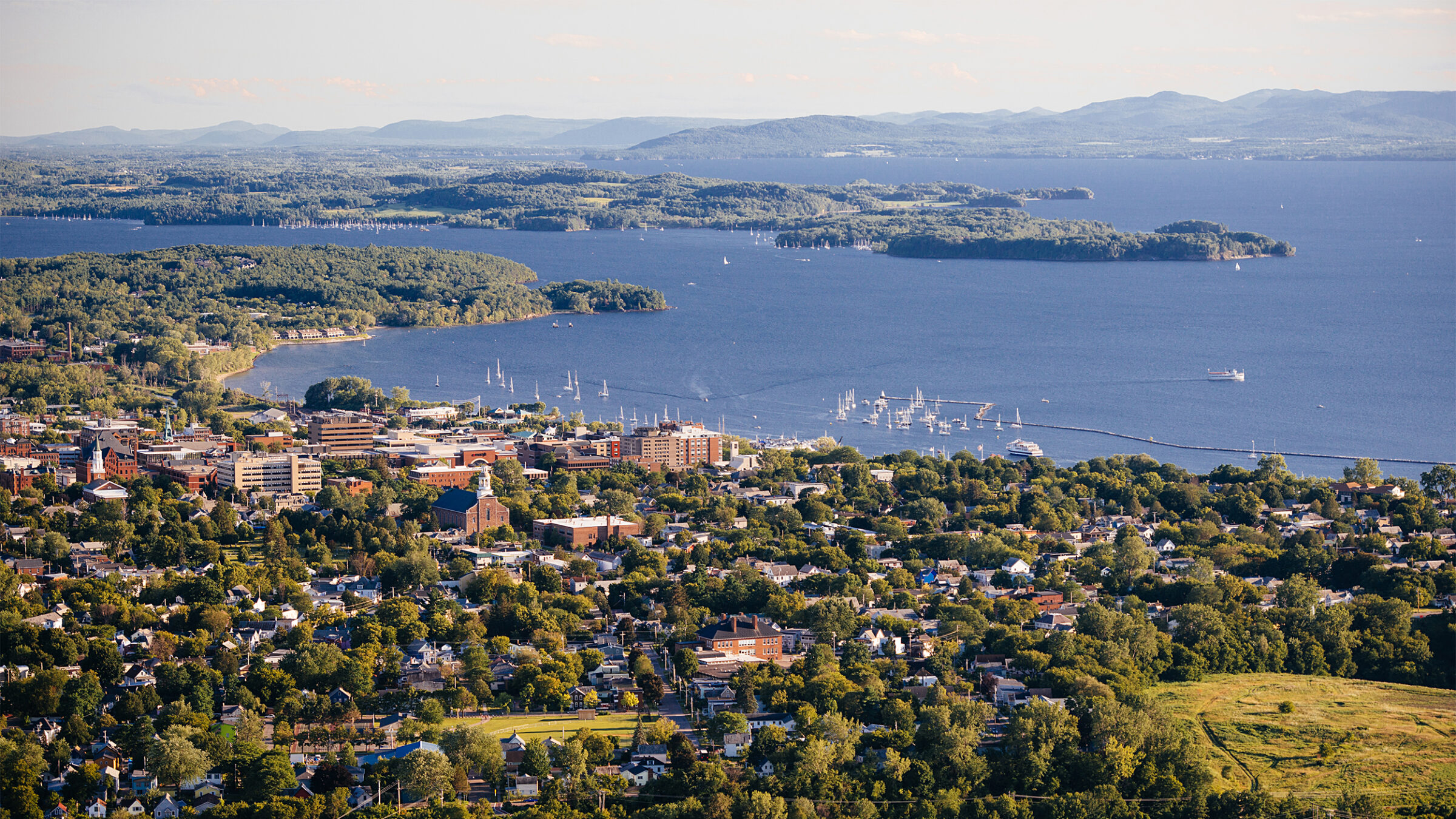 Burlington waterfront with Lake Champlain